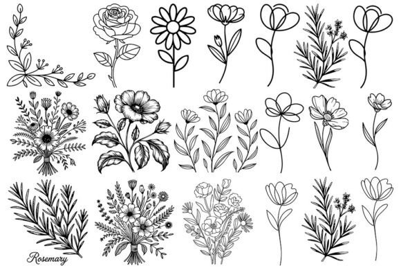 Download Floral &amp; Botanical Line Art SVG Bundle - Premium Resources